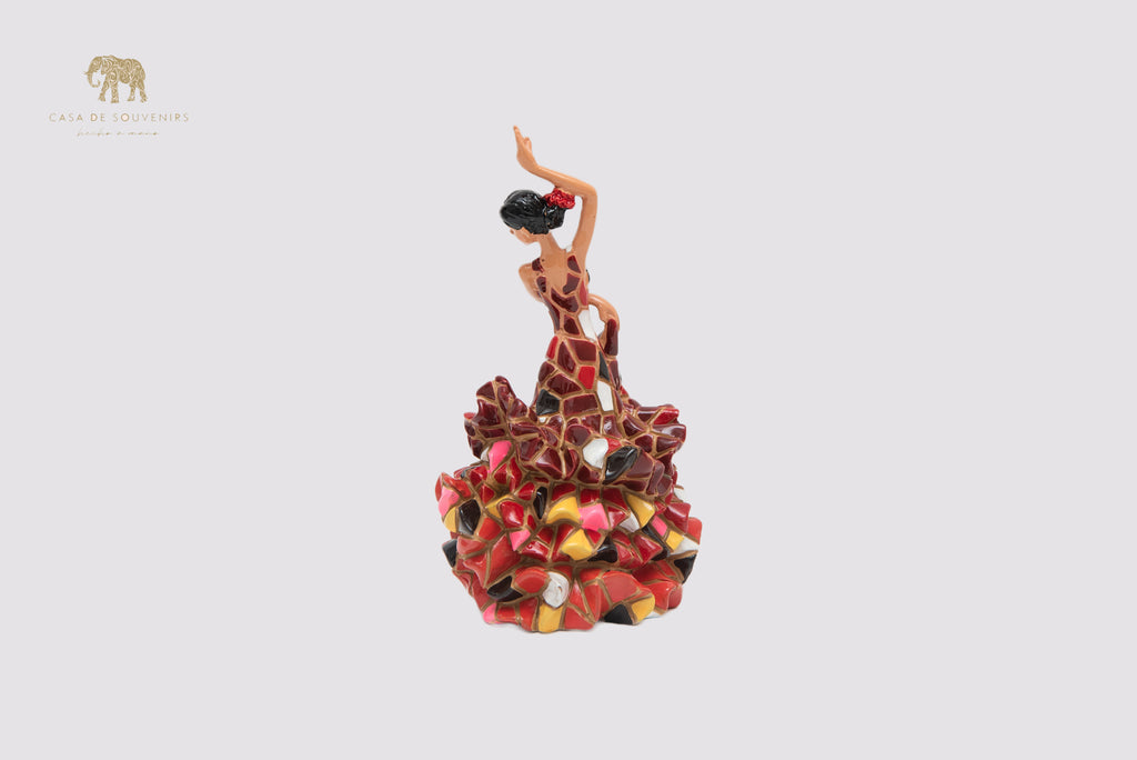 Red Mosaic Spanish flamenco dancer statue made with marble dust and with enamel. It's the best collection in Spain.