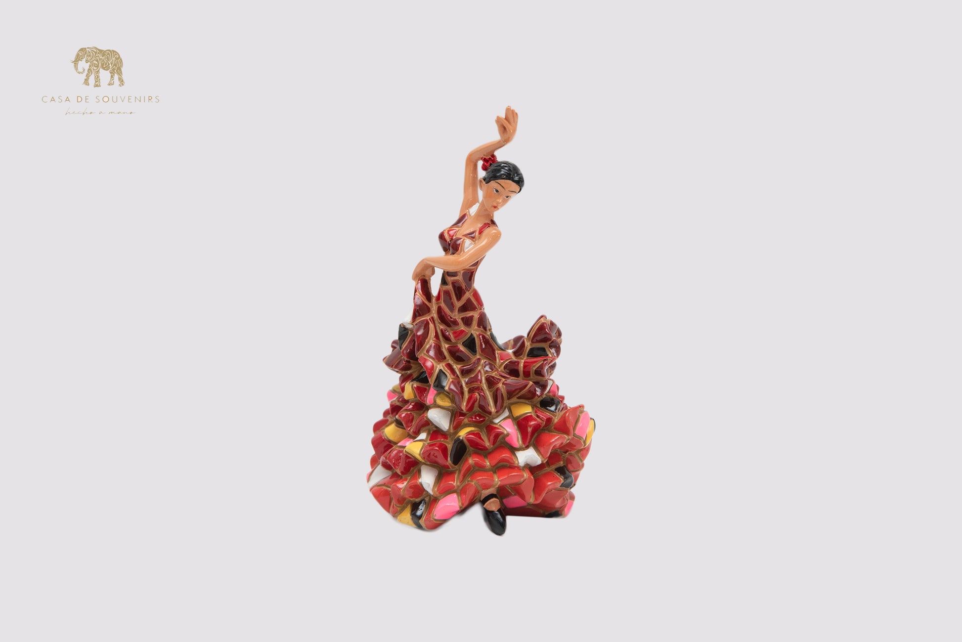 Red Mosaic Spanish flamenco dancer statue made with marble dust and with enamel. It's the best collection in Spain.