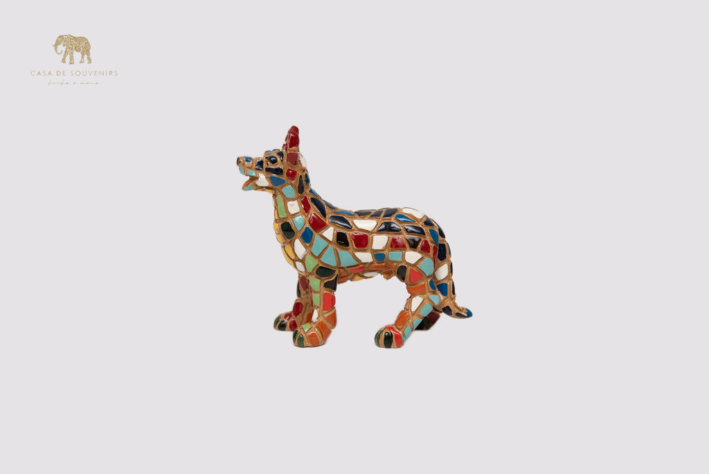 Mosaic Dog German Statue With Beautiful Colours made with marble dust and with enamel. It's the best collection in Spain.