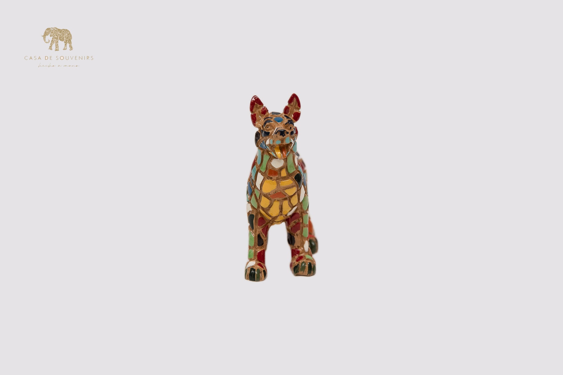 Mosaic Dog German Statue With Beautiful Colours made with marble dust and with enamel. It's the best collection in Spain.