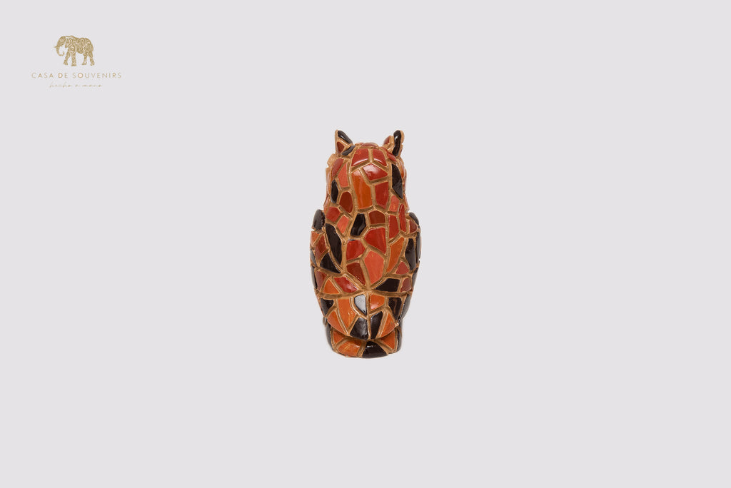 Mosaic Owl Beige Statue With Beautiful Colors made with marble dust and with enamel. It's the best collection in Spain.