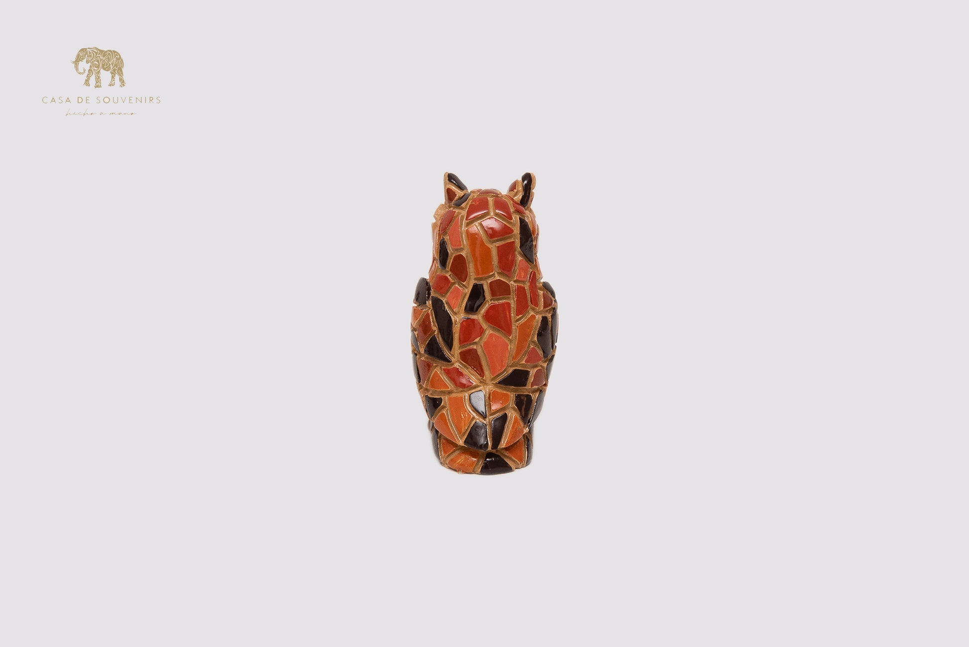 Mosaic Owl Beige Statue With Beautiful Colors made with marble dust and with enamel. It's the best collection in Spain.