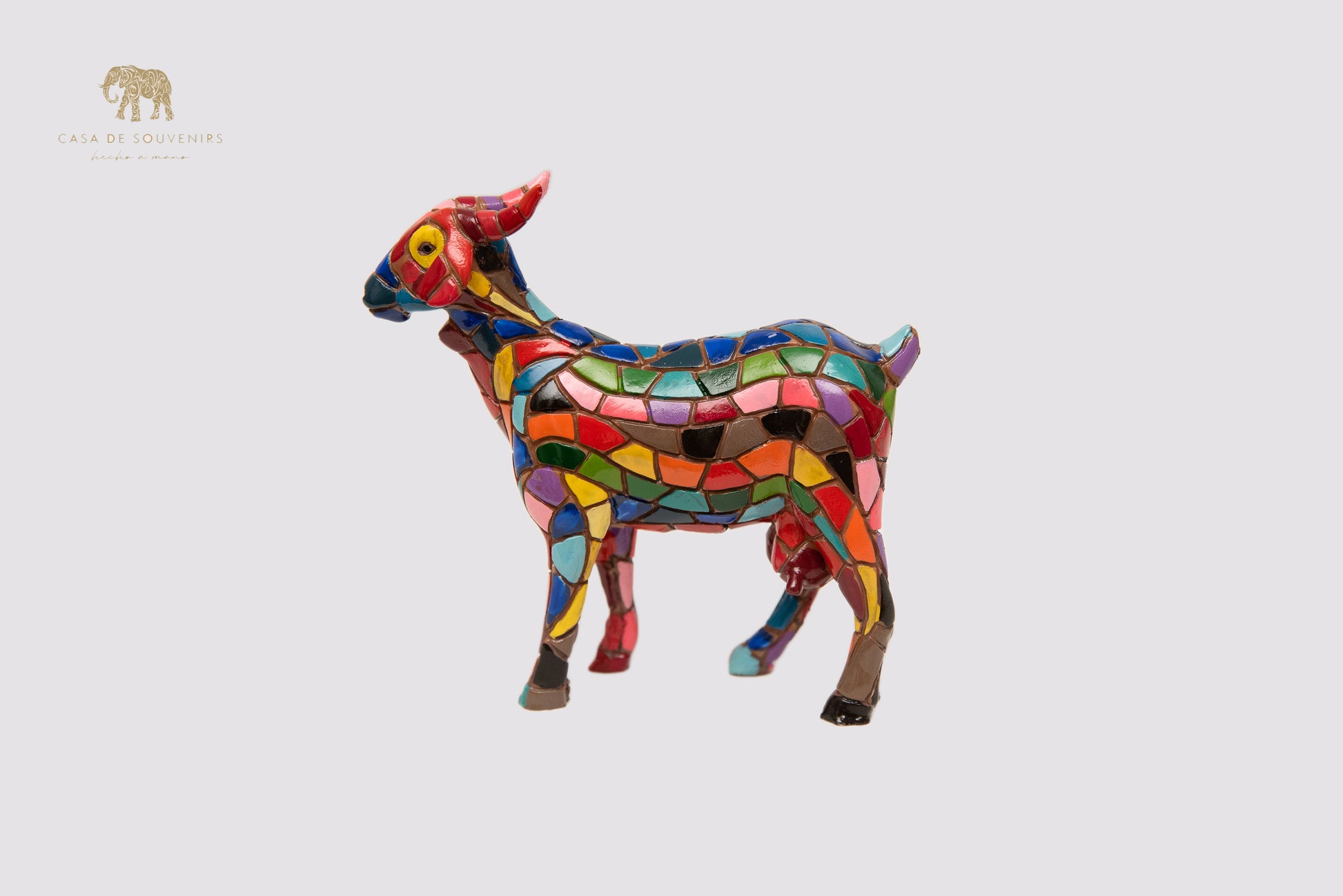 Red And Blue Goat , Goat figurine, Goat Statue, Decorative Goat, Figura de Cabra, Multicolor Goat ,Hand Painted