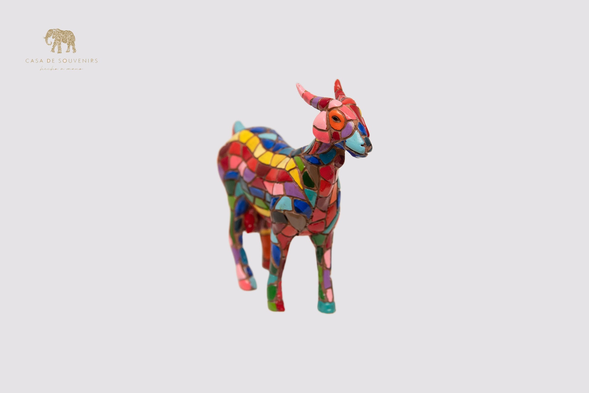 Red And Blue Goat , Goat figurine, Goat Statue, Decorative Goat, Figura de Cabra, Multicolor Goat ,Hand Painted