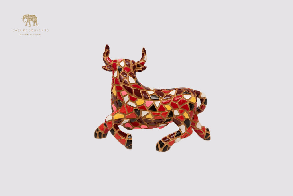 Mosaic Red Bull statue made with marble dust and with enamel. It's the best collection in Spain.