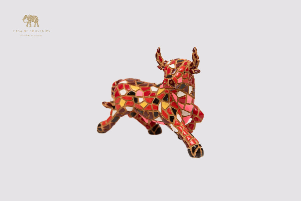 Mosaic Red Bull statue made with marble dust and with enamel. It's the best collection in Spain.