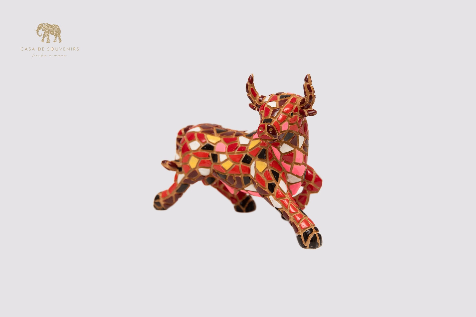 Mosaic Red Bull statue made with marble dust and with enamel. It's the best collection in Spain.