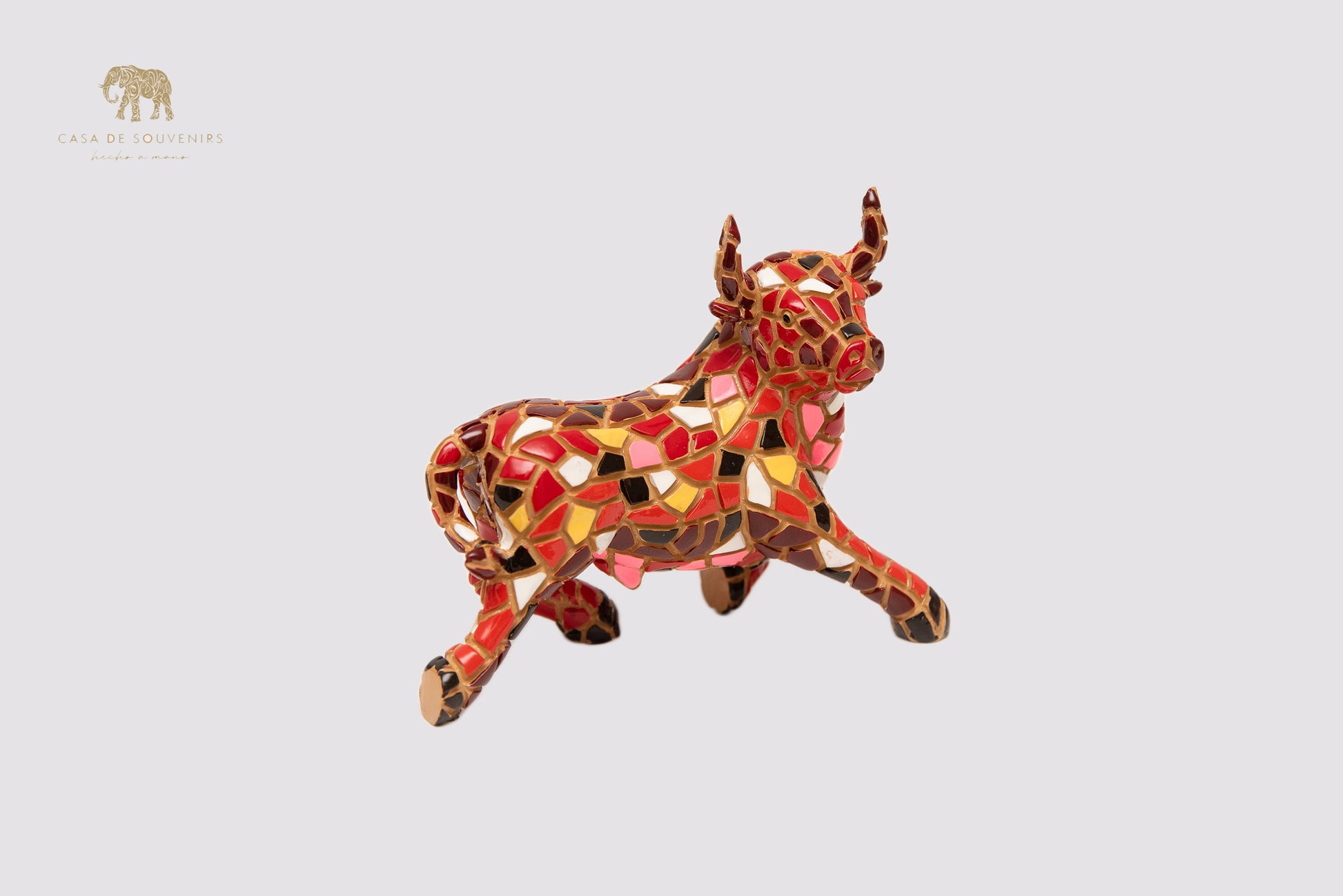 Mosaic Red Bull statue made with marble dust and with enamel. It's the best collection in Spain.