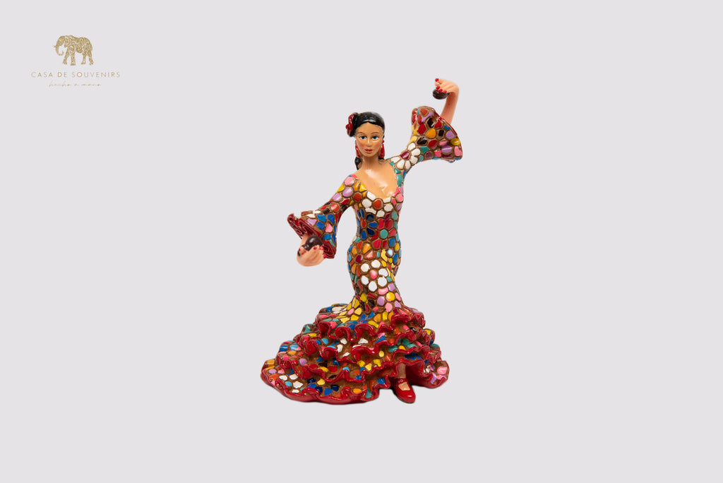 Flower Flamenco Dancer statue made with marble dust and with enamel. It's the best collection in Spain.