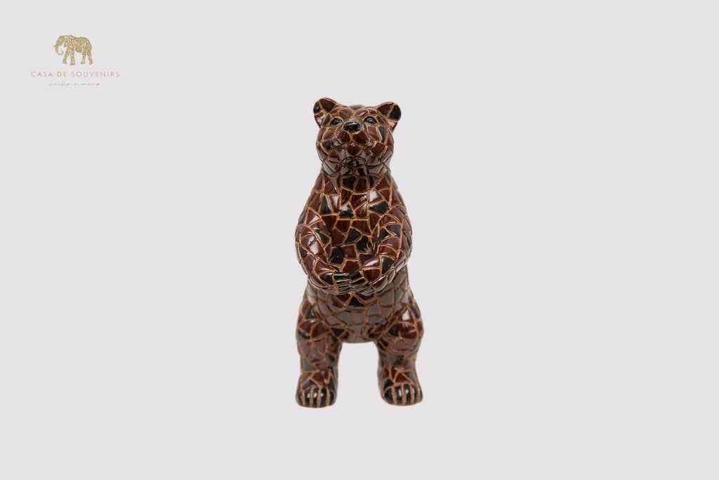 Mosaic Brown Bear Statue With Beautiful Colours made with marble dust and with enamel. It's the best collection in Spain.