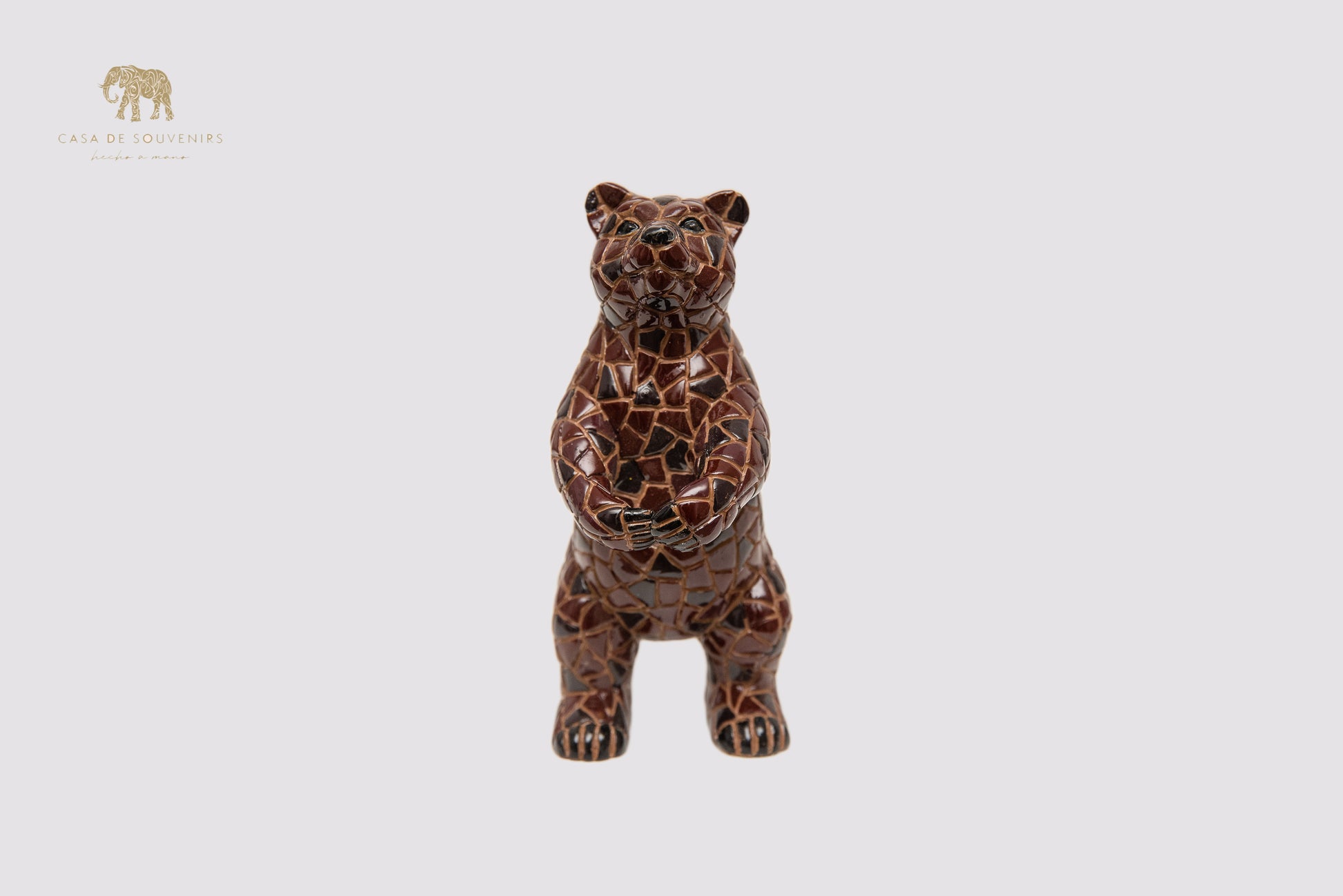Mosaic Brown Bear Statue With Beautiful Colours made with marble dust and with enamel. It's the best collection in Spain.