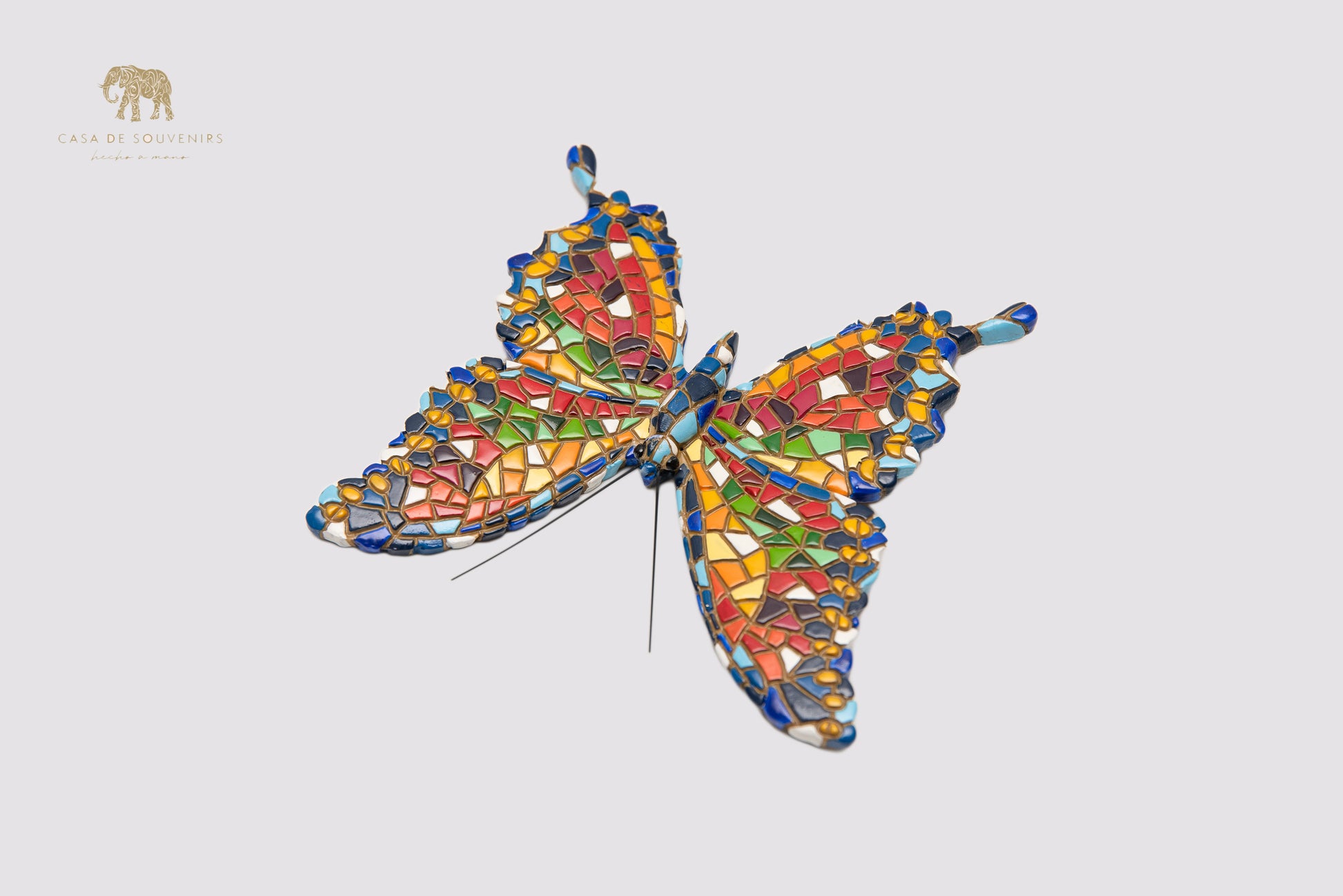 Mix Colours Mosaic Butterfly statue made with marble dust and with enamel. It's the best collection in Spain.