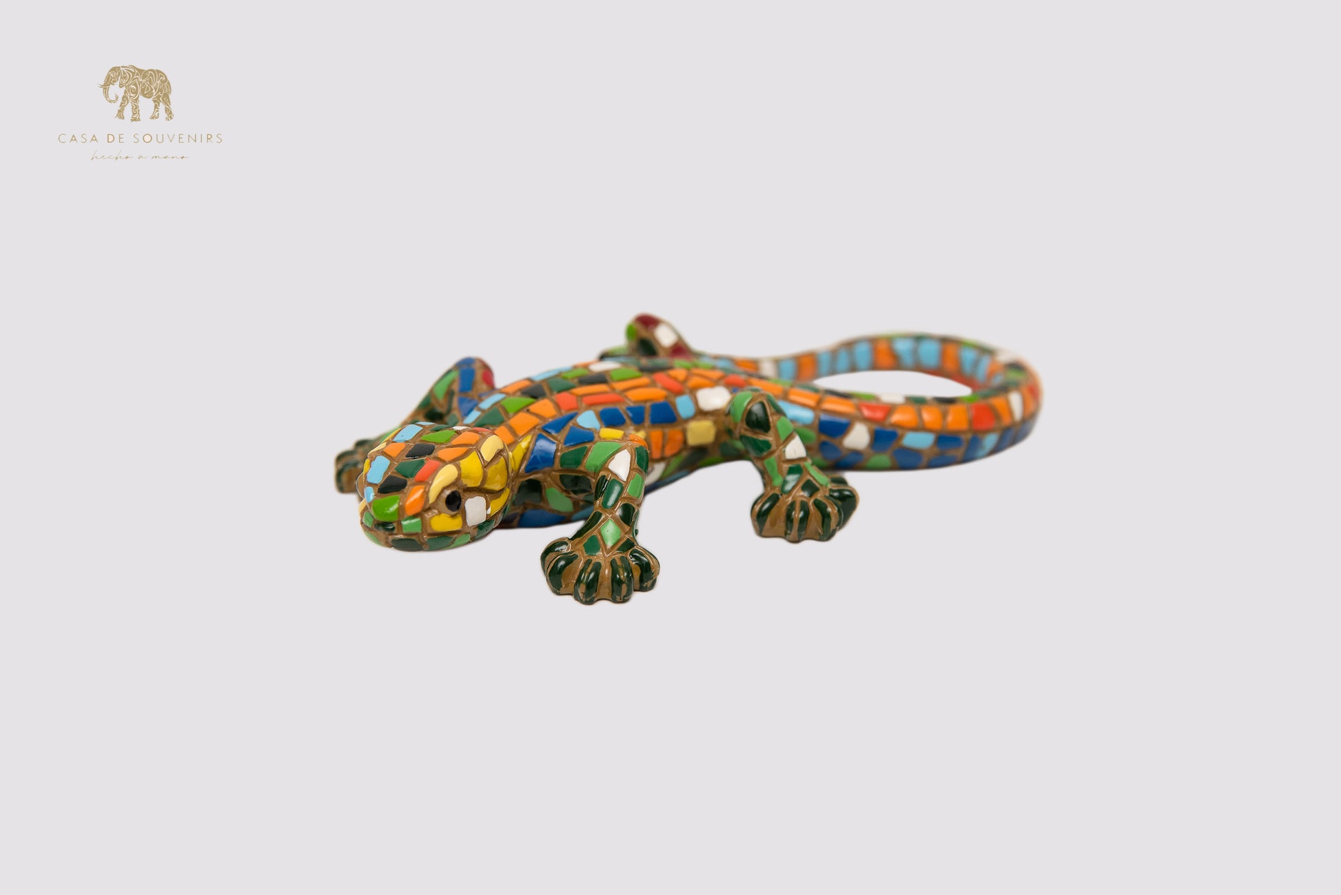 Mix Colours Mosaic Salamander statue made with marble dust and with enamel. It's the best collection in Spain.