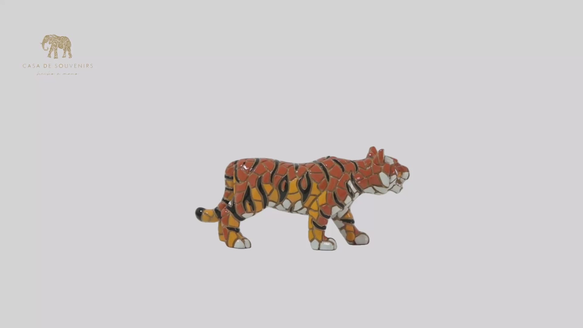 Mix Colours Mosaic Tiger statue made with marble dust and with enamel. It's the best collection in Spain.