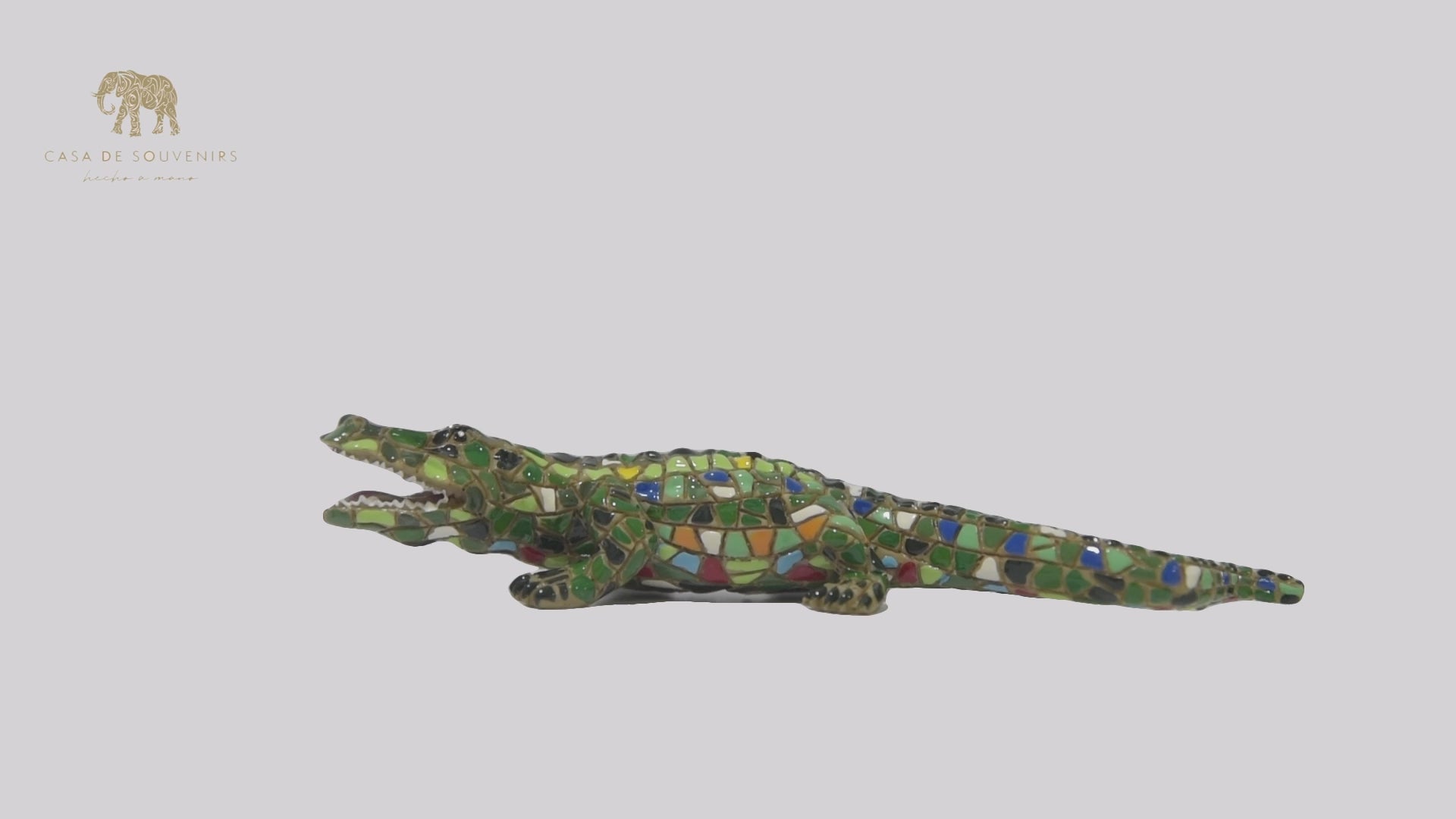 Mosaic Crocodile Bull statue With great colors made with marble dust and with enamel. It's the best collection in Spain.