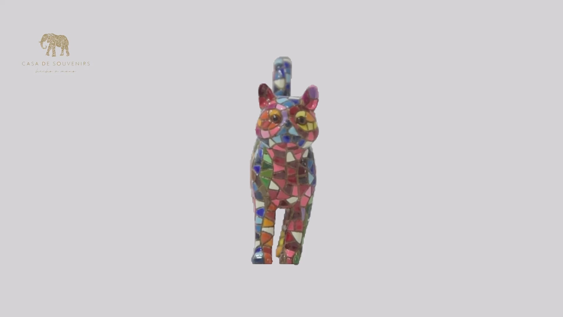 Mix Colours Mosaic Cat Stand statue made with marble dust and with enamel. It's the best collection in Spain.