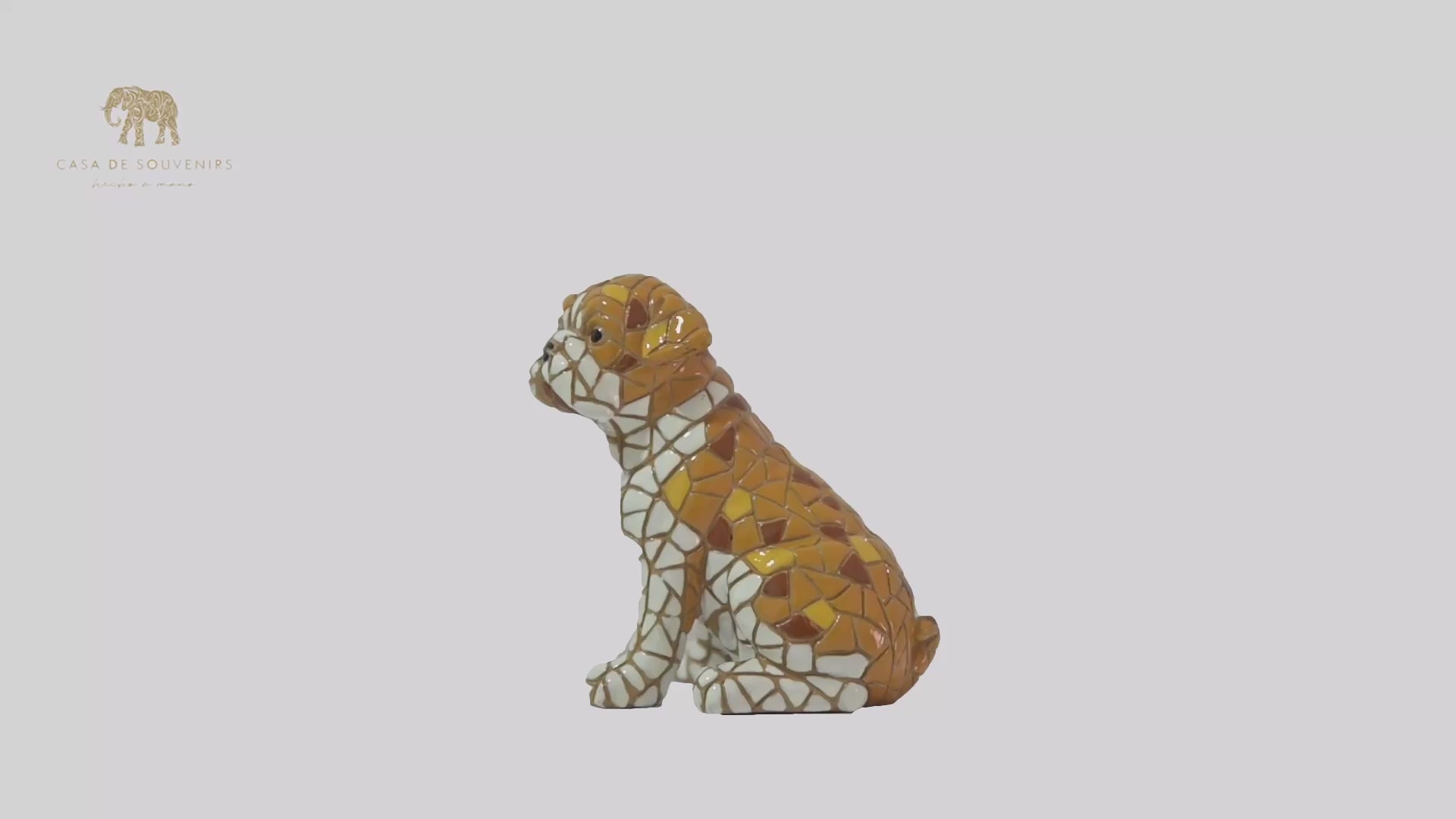 Bulldog Mosaic statue made with marble dust and with enamel. It's the best collection in Spain.