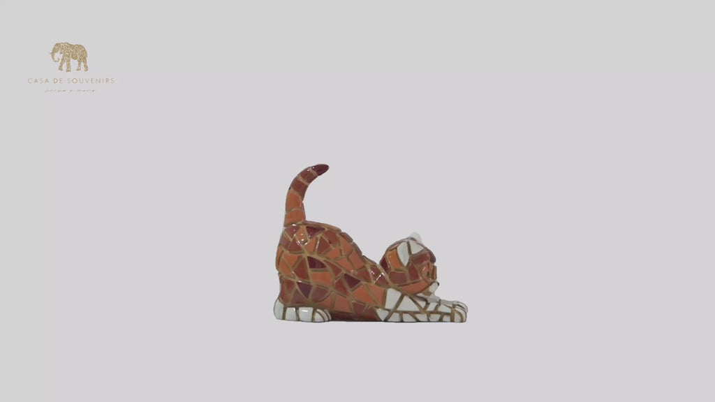 Mix Colours Mosaic lying Cat statue made with marble dust and with enamel. It's the best collection in Spain.