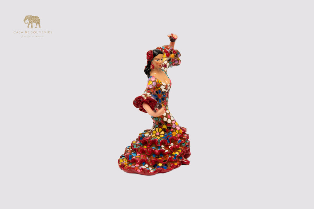 Flower Flamenco Dancer statue made with marble dust and with enamel. It's the best collection in Spain.